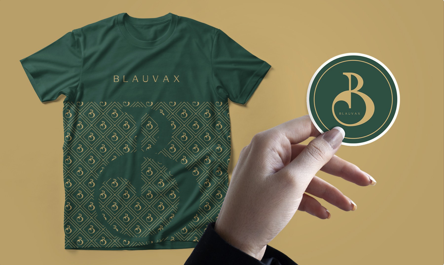 Blauvax monogram tee and sticker