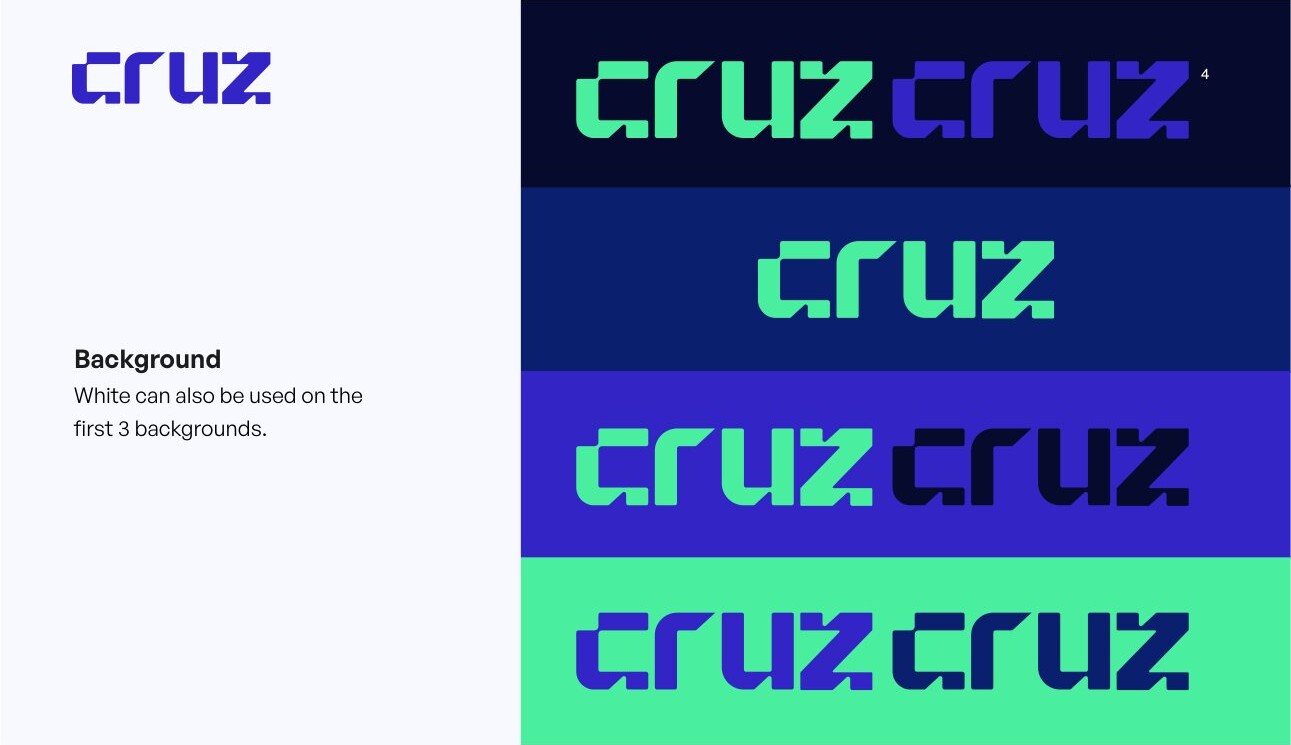 Cruz wordmark across brand backgrounds