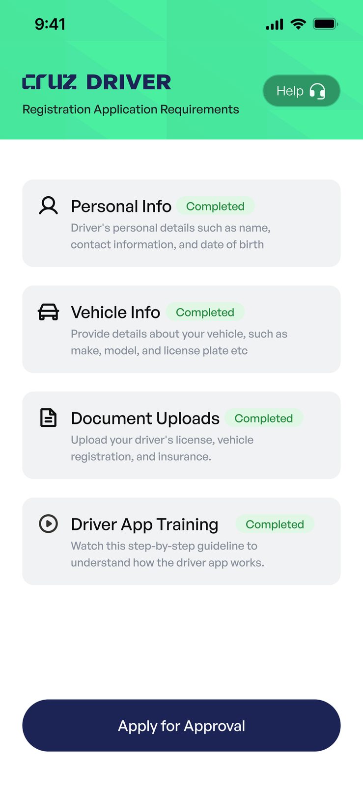 Registration checklist
