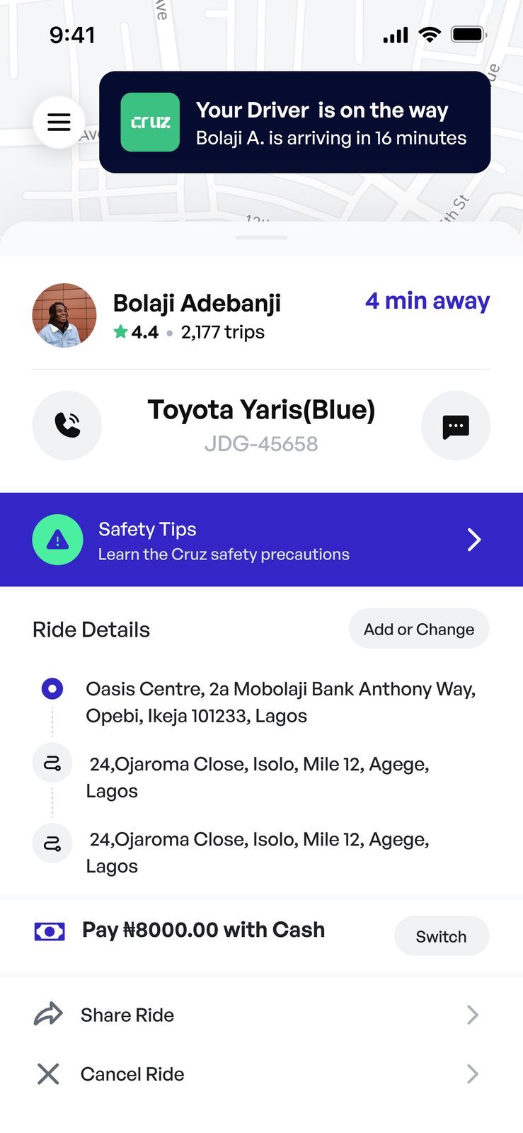 Live ride tracking