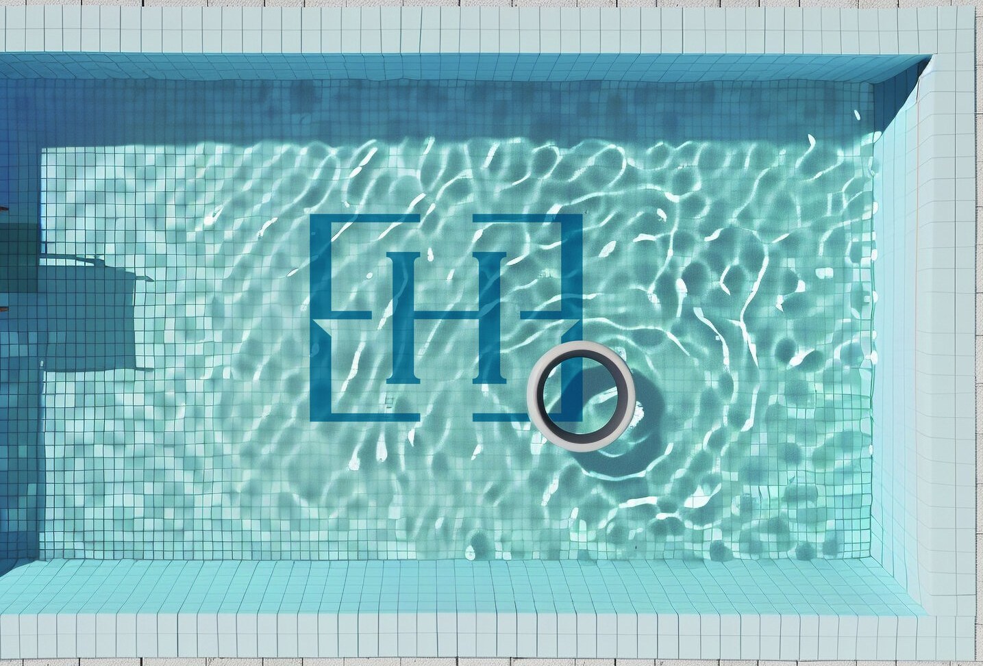 Monogram tiled into the pool floor