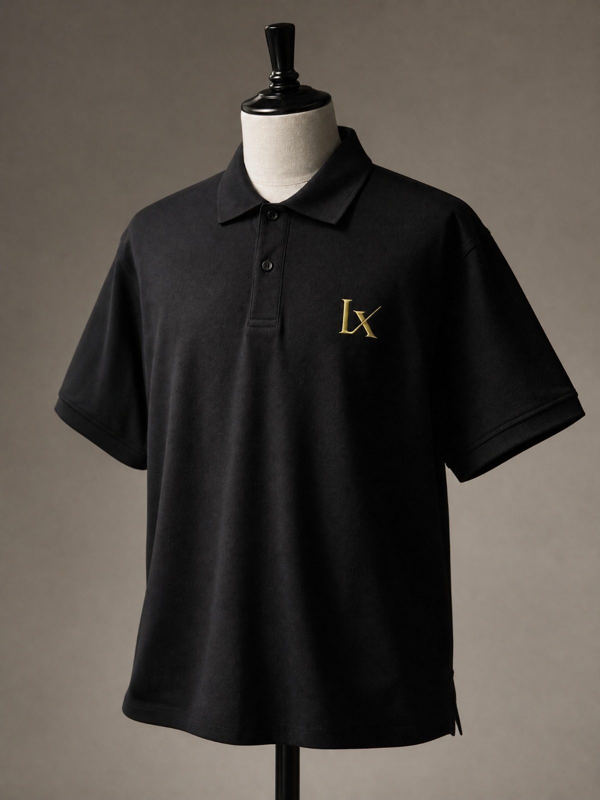 Black LX embroidered polo